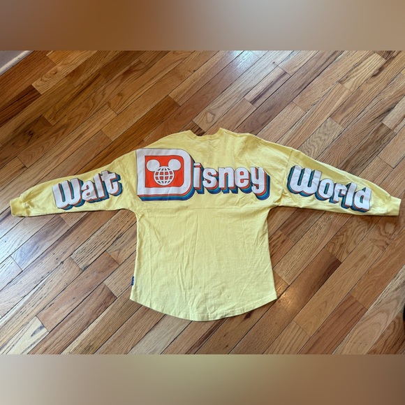 Disney Parks Walt Disney World Retro Logo Yellow Spirit Jersey Adult Size Small - Picture 3 of 13